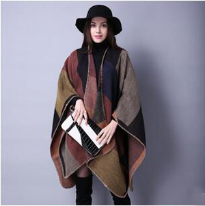 Female joker grid chaddar national wind cloak wholesale
