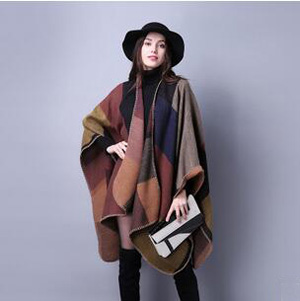 Female joker grid chaddar national wind cloak wholesale