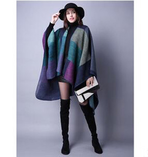 Female joker grid chaddar national wind cloak wholesale