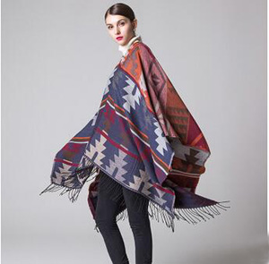 Geometric diamond lady shawls cloak scarf wholesale
