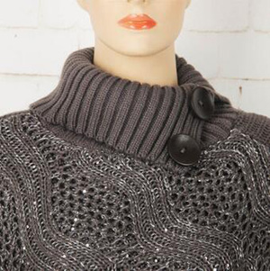 Female turtleneck hollow-out sequins tassel model cape scarf wholesale