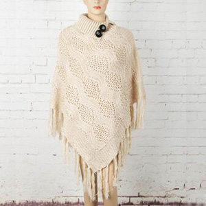 Female turtleneck hollow-out sequins tassel model cape scarf wholesale