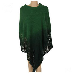 Double-color hollow out gradient tassel cloak scarf wholesale