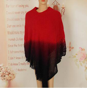 Double-color hollow out gradient tassel cloak scarf wholesale