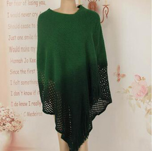 Double-color hollow out gradient tassel cloak scarf wholesale