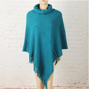 Female turtleneck pure color tassel acrylic cloak scarf wholesale