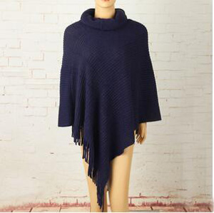 Female turtleneck pure color tassel acrylic cloak scarf wholesale
