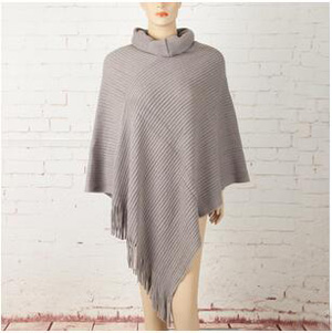 Female turtleneck pure color tassel acrylic cloak scarf wholesale