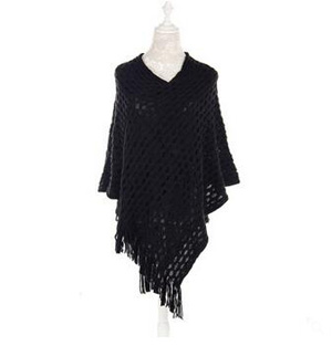 Net hole liner cloak batwing coat chaddar fringed shawl wholesale