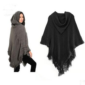 Pure color hollow-out tassel loose cloak shawl wholesale