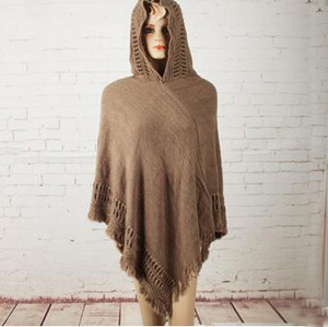 Pure color hollow-out tassel loose cloak shawl wholesale