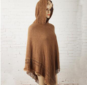 Pure color hollow-out tassel loose cloak shawl wholesale