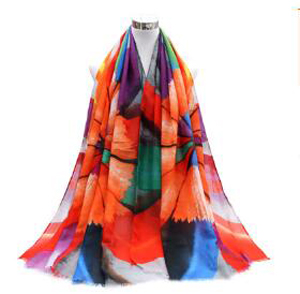 Suet colorful pencil printing scarf wholesale