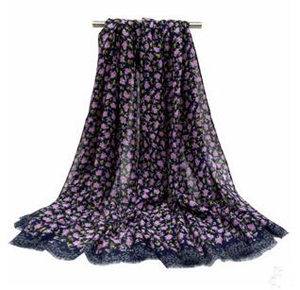 Small broken flower suet printed velvet scarf
