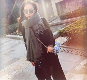 Pure color tassels female warm cashmere scarf wholesale