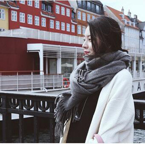 Pure color tassels female warm cashmere scarf wholesale
