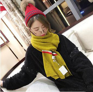 Red white blue knitted yarn stripe scarf wholesale