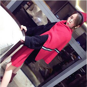 Red white blue knitted yarn stripe scarf wholesale