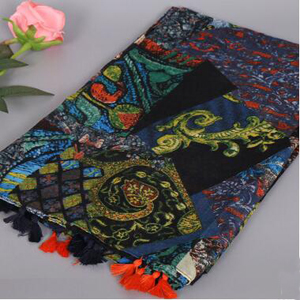 Ink painting female tassel scarf wholesale