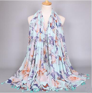Big flower printed female scarf wholesale
