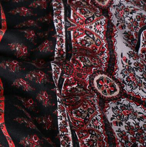 Red black stripe tassel scarf wholesale