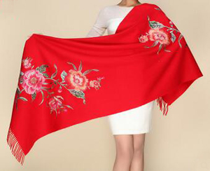 Warm pure wool embroidered shawls scarf wholesale