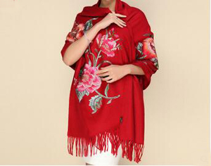 Warm pure wool embroidered shawls scarf wholesale