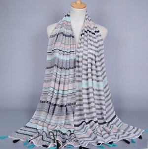 Tassel stripe female scarf wholesale