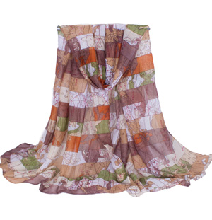 Map printed scarves wholesale