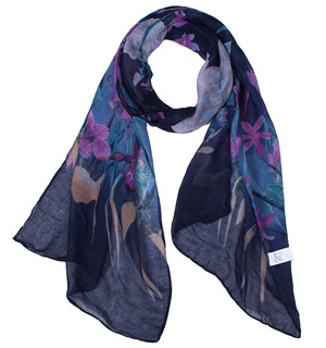 Floral silk viscose scarf