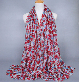 Floral silk satin scarf