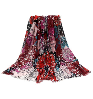 Butterfly satin silk scarf