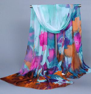 Ink print chiffon scarf