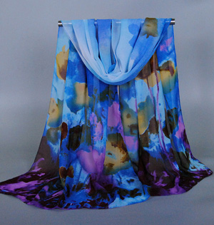 Ink print chiffon scarf
