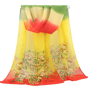 Peony silk scarf