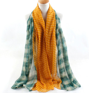 Viscose polka dot silk scarf