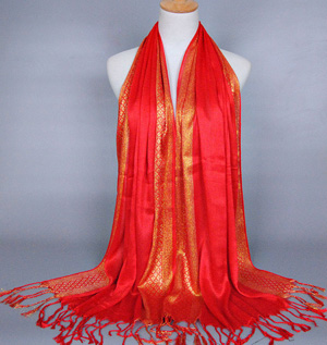 Fringed silk scarves