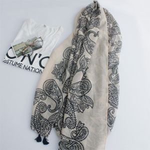 Korea women long pattern cotton scarves
