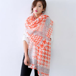Houndstooth pattern cotton women scarves