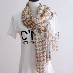 Houndstooth pattern cotton women scarves