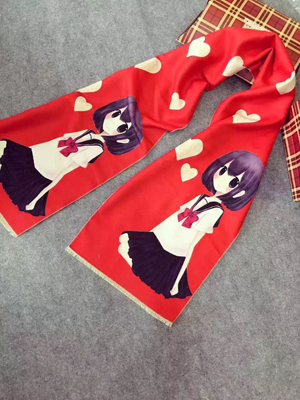 Children school girl pattern imitation cashmere scarf wholesale