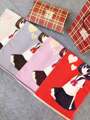 Children school girl pattern imitation cashmere scarf wholesale