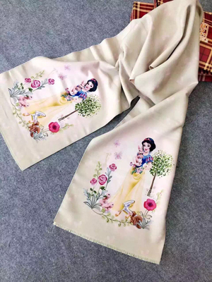Children cartoon design princess imitation cashmere scarf wholesale