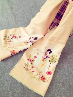 Children cartoon design princess imitation cashmere scarf wholesale