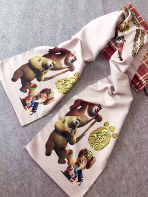 Bear cartoon design children imitation cashmere scarf wholesale
