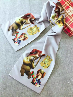 Bear cartoon design children imitation cashmere scarf wholesale