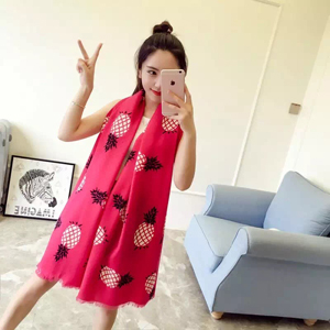 Female pineapple pattern cotton scarf wholesale