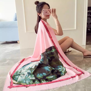 Female color skirt pattern painting cotton long scarf wholesale