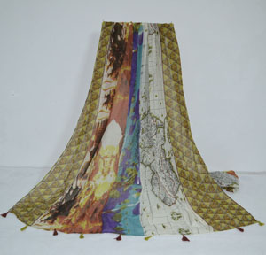 Female map design cotton scarf wholesale