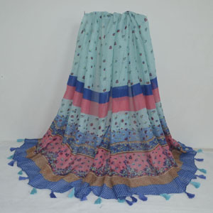Female floret stripes color matching cotton scarf wholesale